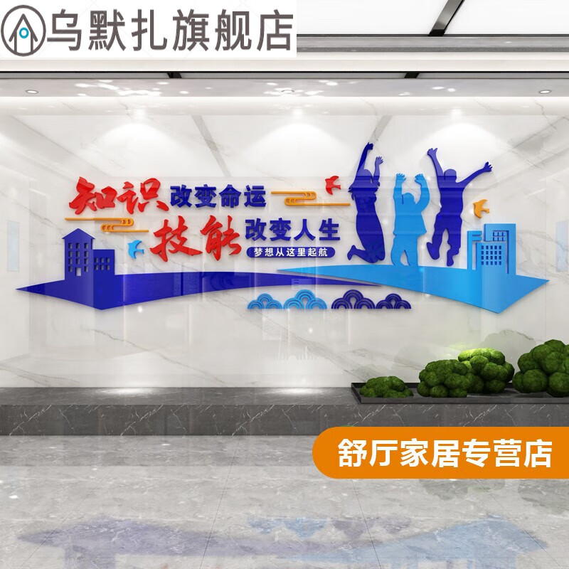 3d立体教育墙贴画职业技术培训学校文化墙楼梯走廊过道装饰职高励志