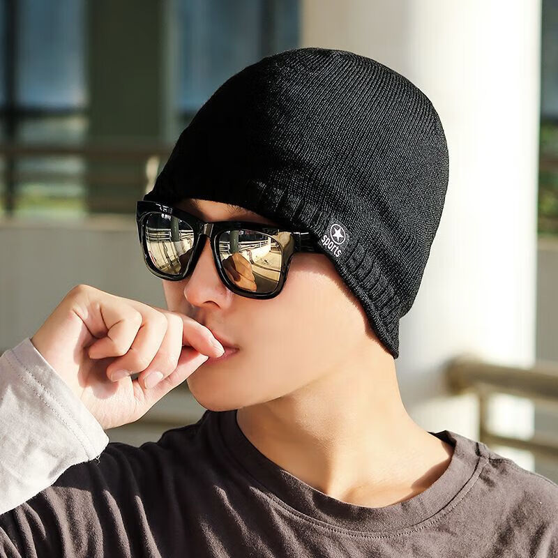 |帽子男士冬季防寒针织加绒加厚保暖毛线帽男款棉帽秋冬天防风冷 条纹款混色【1件装】 均码