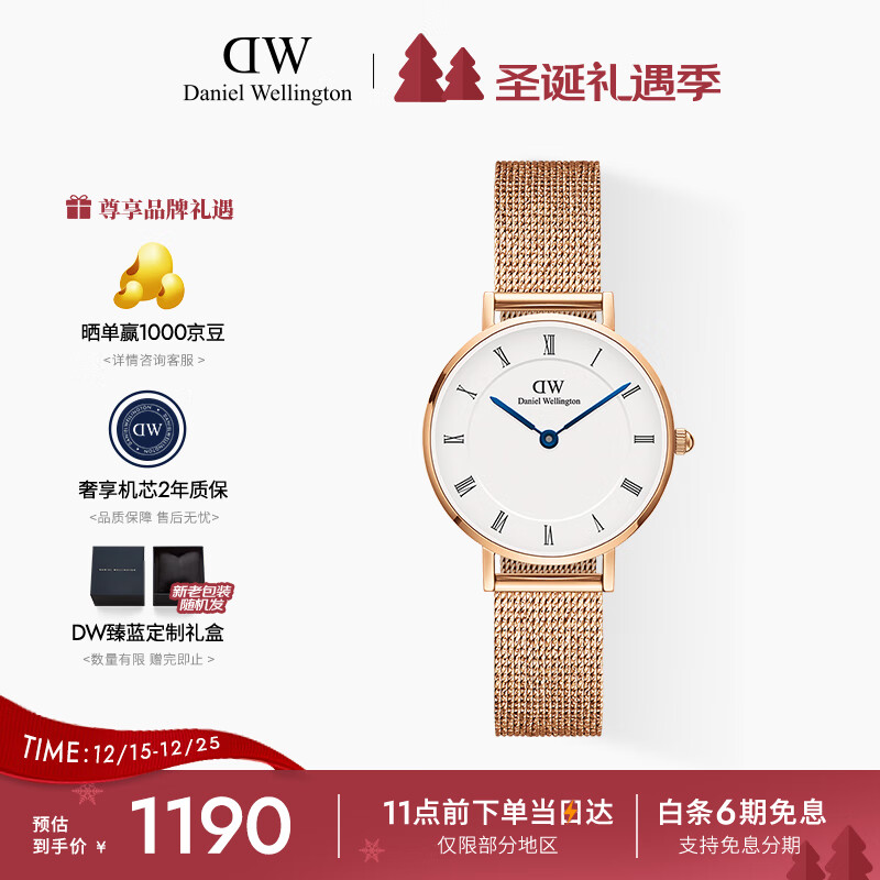 丹尼尔惠灵顿（DanielWellington）DW女表小蓝针系列石英女士手表节日礼物送女友DW00100681