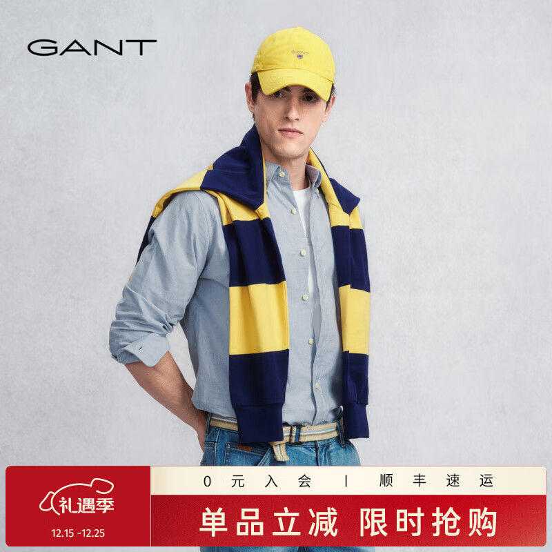 GANT/甘特【三扣领】2025秋季新款男士全棉牛津纺衬衫通勤易打理衬衫 901-素净蓝 XL
