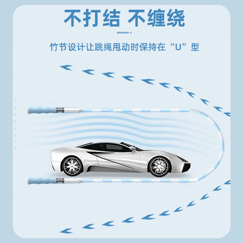 欧梵达跳绳儿童竹节一年级小学生幼儿园3-56-12岁初学考试专用不打结 【软竹节/甩到不疼】学校推荐-天空蓝