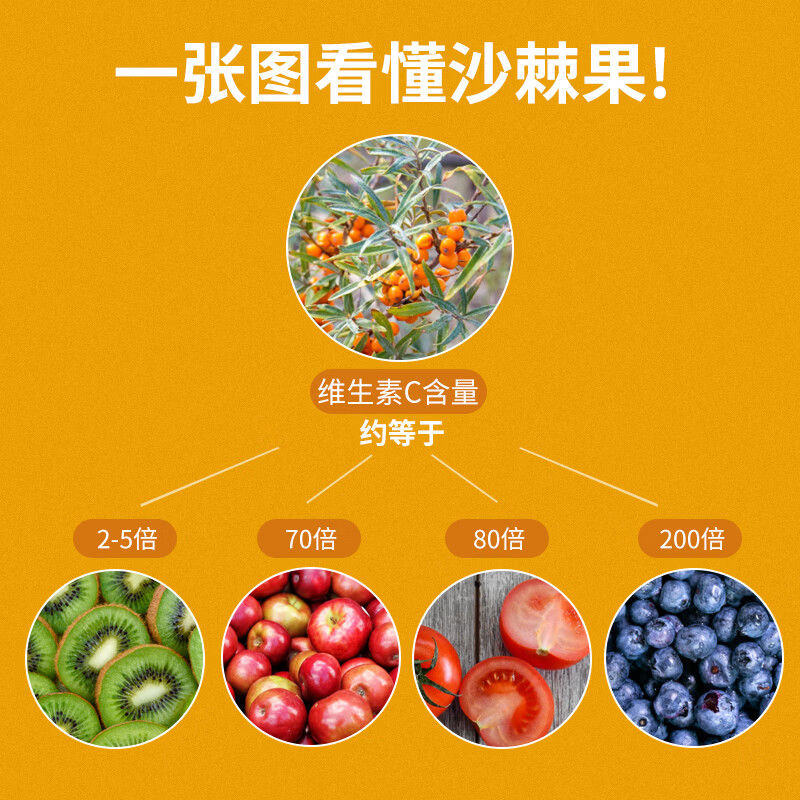 吕梁野山坡沙棘汁l瓶装生榨鲜果VC果汁饮料沙棘饮品山西特产 【40%原果含量】Pet瓶350mlx8