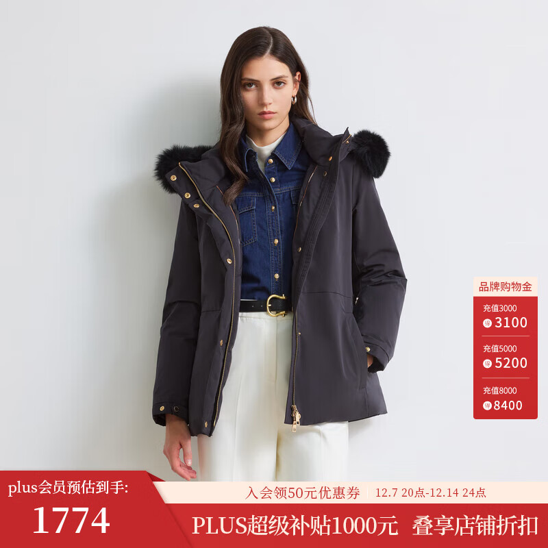 Scofield【90%鹅绒】女装滑雪连帽羽绒服可拆卸毛领2025冬季新品 黑色（爆款加单） M 165
