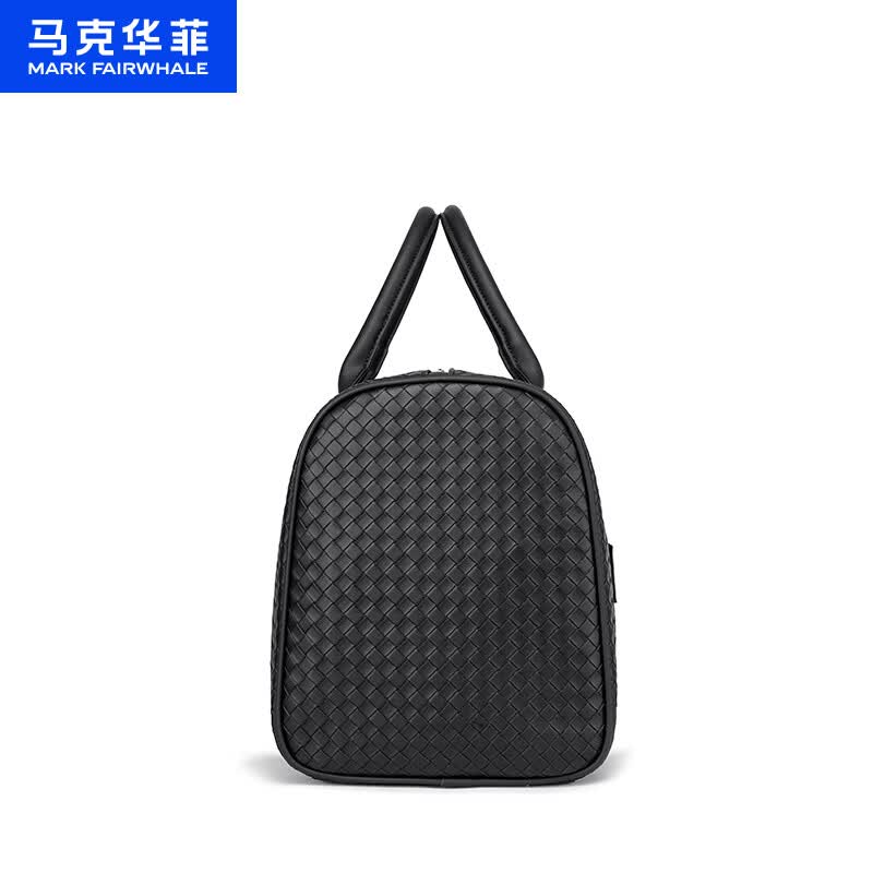 马克华菲（MARK FAIRWHALE）编织耐磨耐脏休闲手提健身包时尚简约行李包高级大容量耐用旅行包 黑色