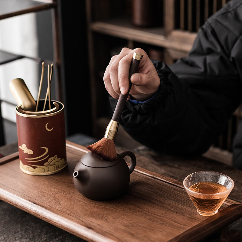 语森忆彩漆茶道六君子纯铜功夫茶具茶道配件 茶夹茶勺茶针茶匙组合套装 彩漆祥云茶道六君子(绿色)