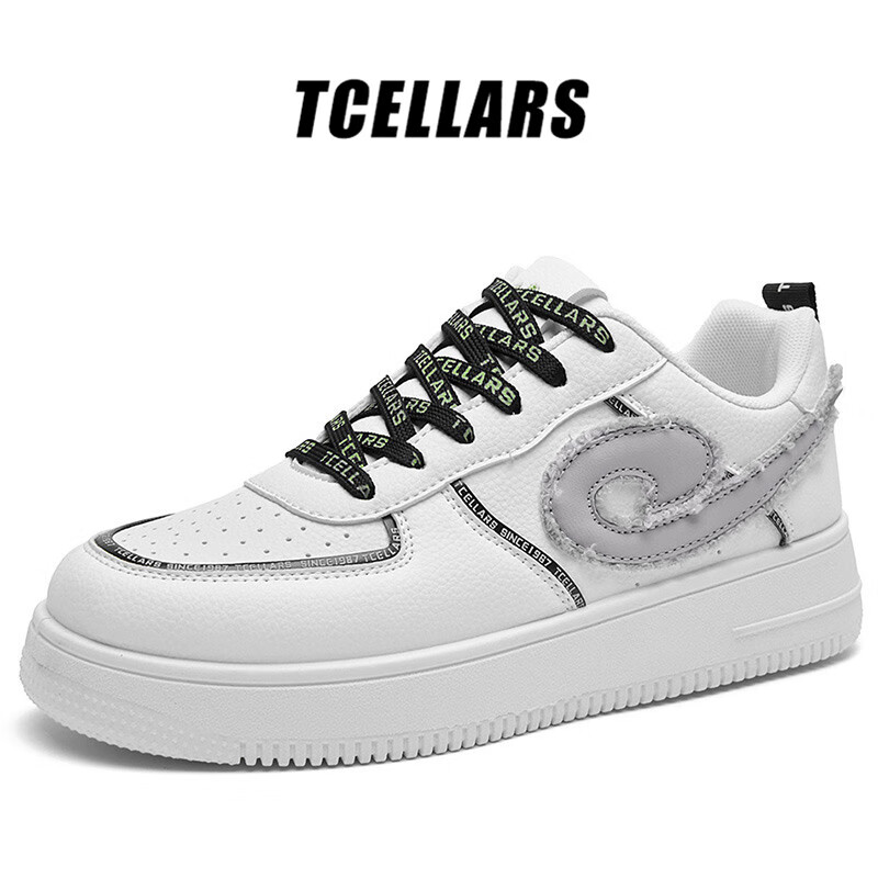 Tcellars板鞋男鞋2026春季新款荧光潮鞋低帮厚底增高运动休闲鞋子男款 影风白 39