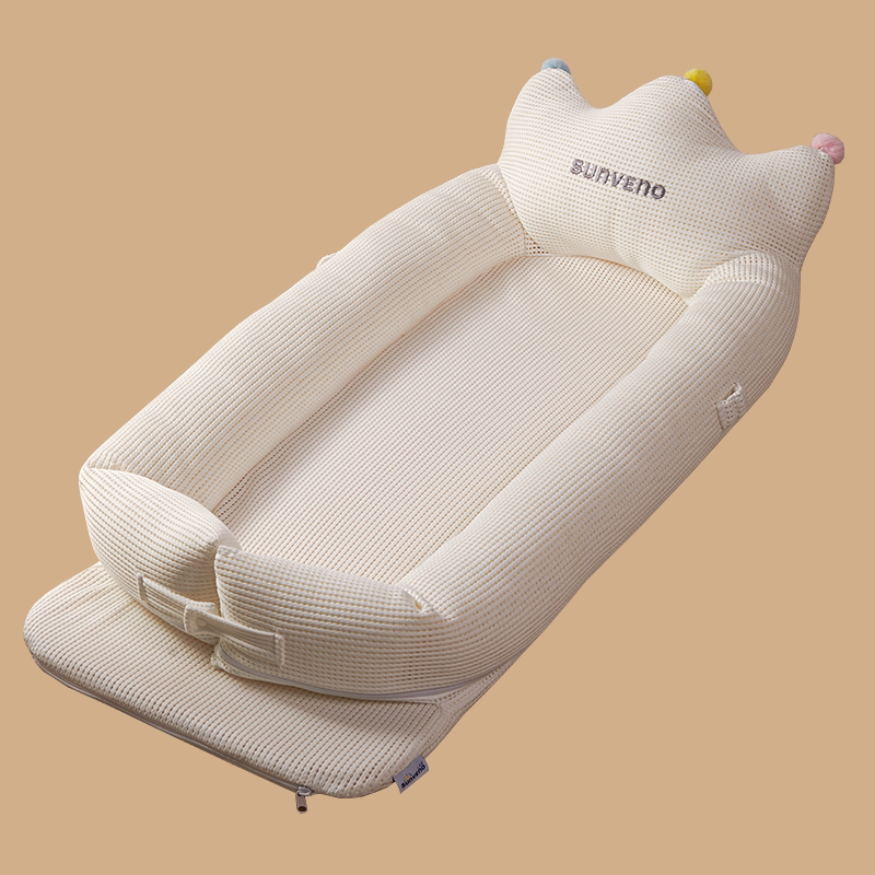 三美嬰床中床嬰兒躺睡新生兒寶寶防壓床安撫安全感睡覺神器 貝殼白