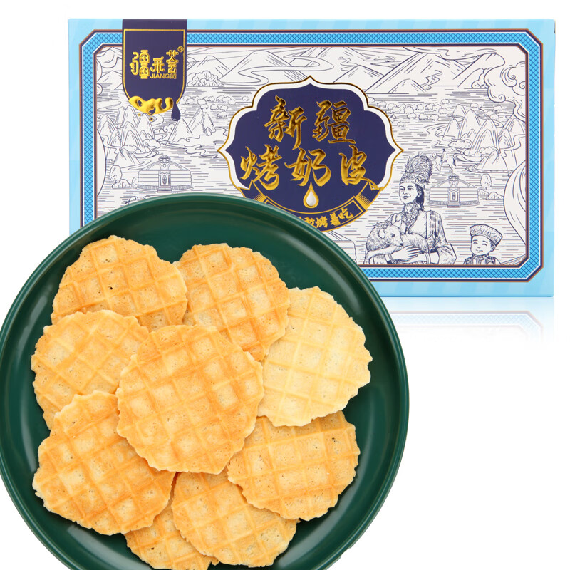 疆采荟新疆特产烤奶皮子脆皮奶制品奶皮饼干独立原味高钙儿童休闲零食 新疆烤奶皮100g/盒 4盒装