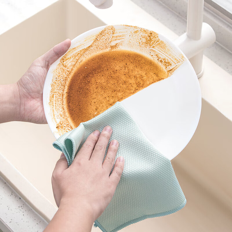 茶花鱼鳞抹布家用擦玻璃不掉毛吸水魔力清洁布厨房浴室擦桌专用 【3片装-40*30cm】鱼鳞抹布 无规格