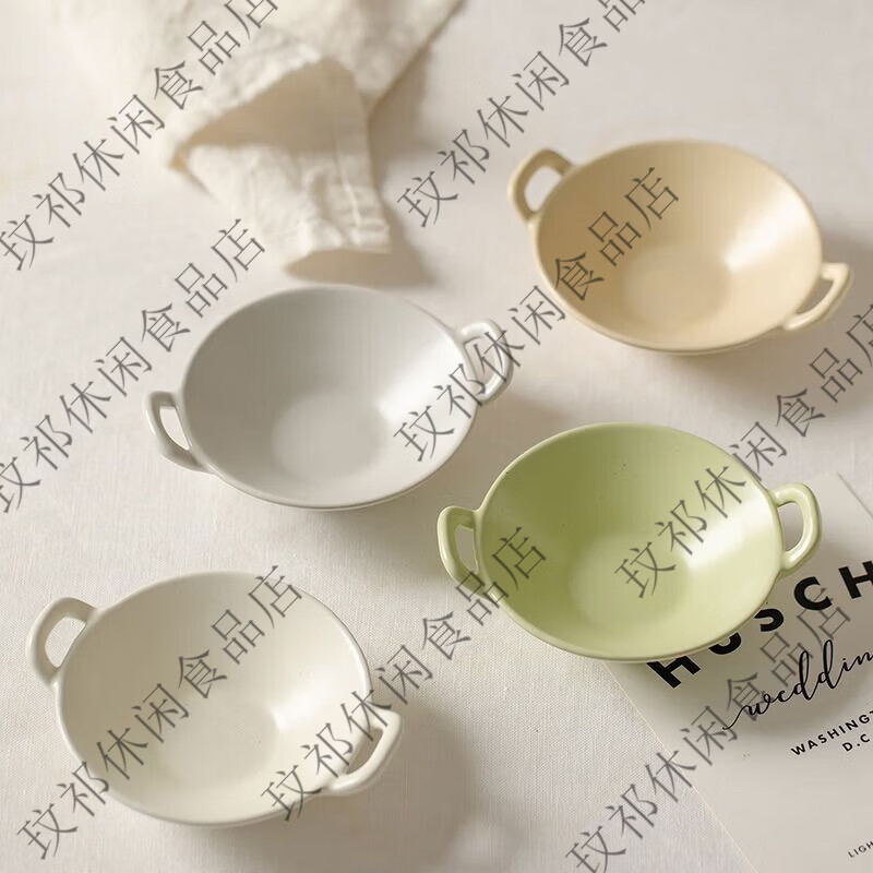 蘸料碟味碟调料碟小碟子调味碟酱料碟小号碗ins陶瓷家用INS风餐具 迷你双耳锅绿色1个装