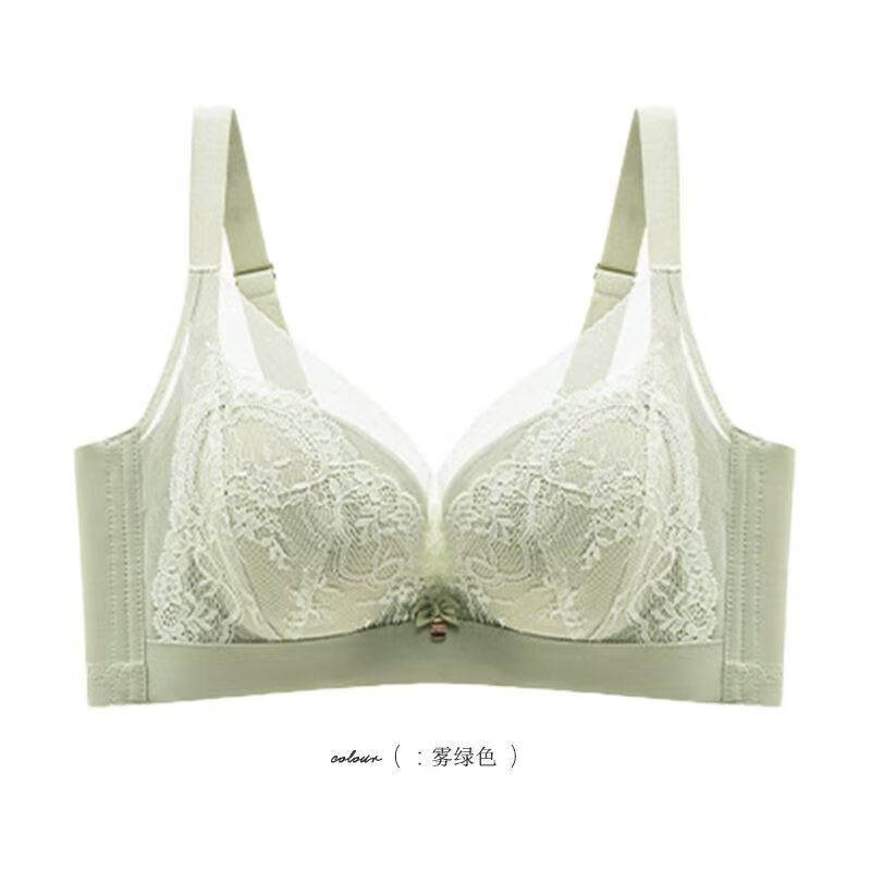 性感蕾丝内衣女大胸显小薄款收副乳防下垂调整型软钢圈上托文胸罩 深棕色 （咖啡棕） 90B