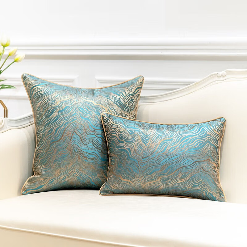 AILUKI日本轻奢感抱枕客厅沙发靠垫大靠背床上睡觉腰靠枕头套不含芯 金海岸_月光银 30cm*50cm 含枕芯