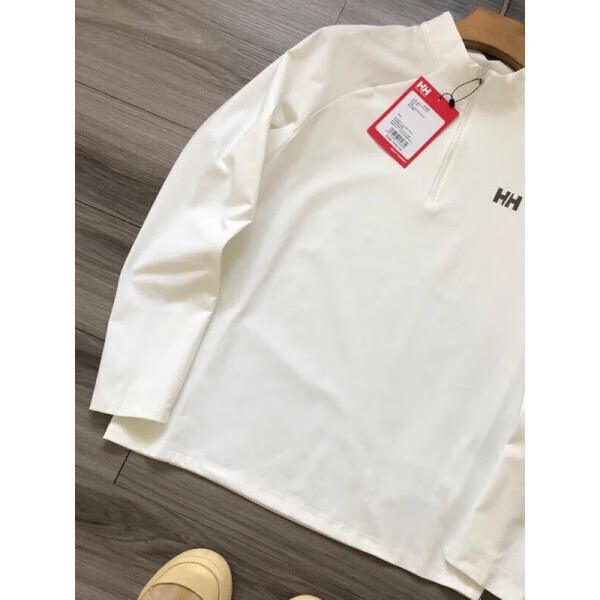 HELLY HANSEN, HH海丽汉森HH长袖T恤男女春季户外休闲运动立领半拉链 白色薄款 白色薄款 M 100-120斤
