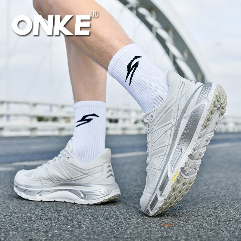 ONKE跑步鞋女春季新款轻便透气防滑减震男女鞋厚底增高耐磨运动跑步鞋 卡拉拉白 38