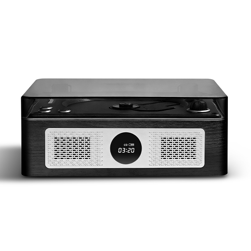 THINKYA F08一體式CD機(jī)播放器復(fù)古木質(zhì)發(fā)燒友專輯CD播放機(jī)雙向藍(lán)牙音箱七夕情人節(jié)禮物 黑胡桃色