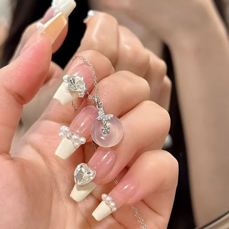 纯银999玉髓蝴蝶平安扣项链锁骨链轻奢感纪念礼物送女友 白玉髓平安扣项链 s999