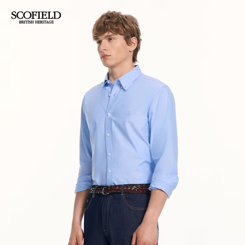 Scofield【牛津纺】男装26年早春新品100%棉吸湿透气长袖衬衫男 蓝色 L (175)