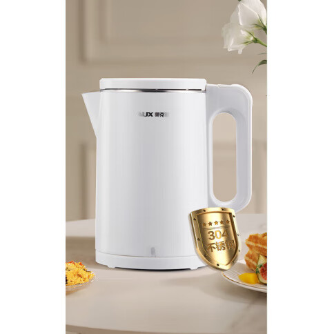 奥克斯电热水壶家用恒温烧水壶全自动保温一体开水壶小型便携宿舍 1.5L 珍珠白