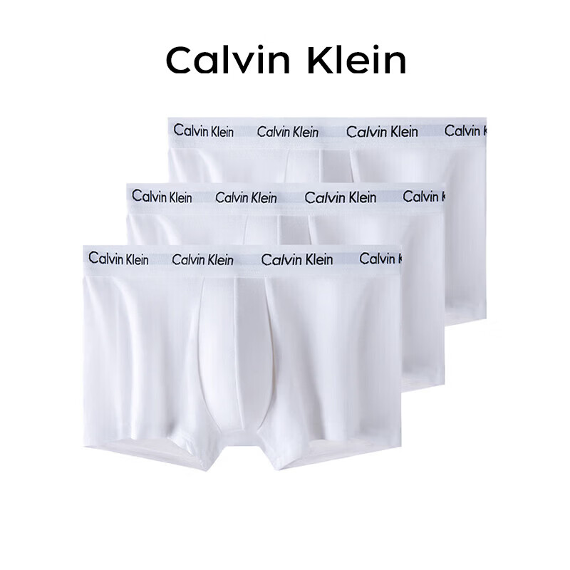 Calvin Klein CK 男士平角内裤套装 3条装 送男友礼物 U2664G 100白色 S 