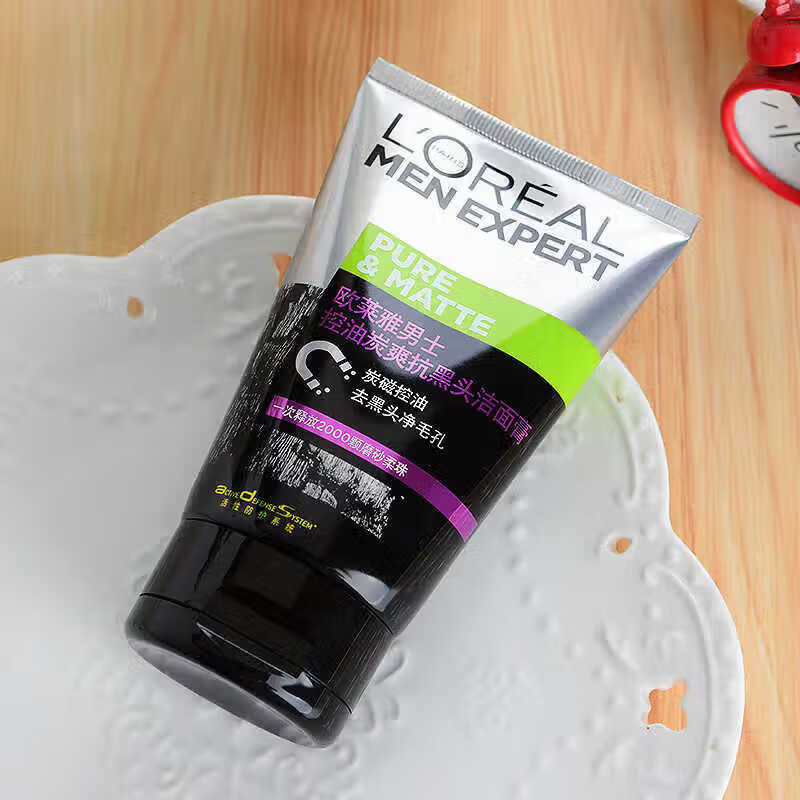 欧莱雅【好物优选】男士洁面乳洗面奶 氨基酸清洁毛孔抗痘清痘温和护肤 控油炭爽抗黑头洗面奶100ml