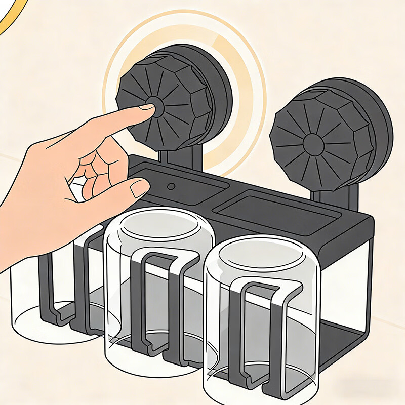 尔思家牙刷置物架刷牙杯一家四口高档漱口杯壁挂式电动牙刷支架洗漱收纳 枪灰色三人款带三杯【强力吸附 】
