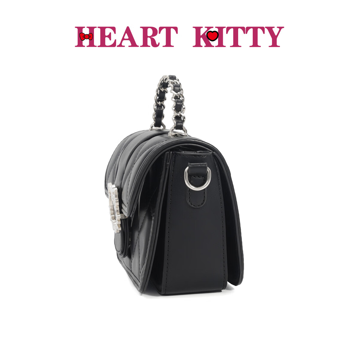 HEART KITTY高颜值小方包女士高级感斜挎包小香风手提单肩链条包包生日礼物包 6603黑色