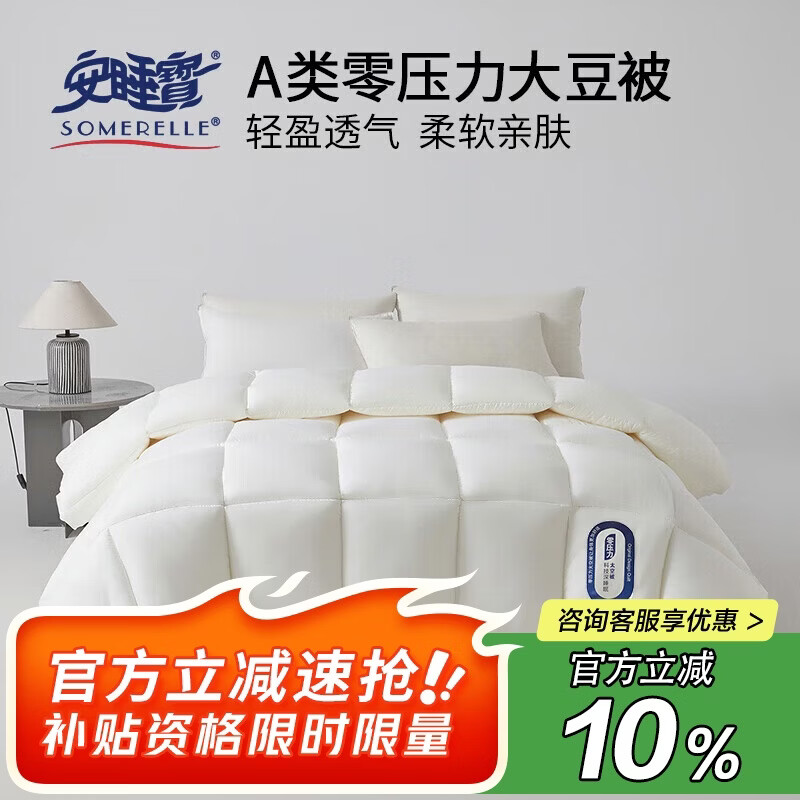安睡宝（SOMERELLE）A类大豆纤维被子被芯 秋冬季棉被褥子 200x230cm6斤(2x2.3米)
