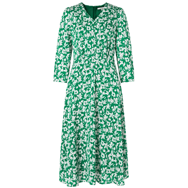 玖姿（JUZUI）商場同款蝴蝶印花連衣裙春款仿真絲連衣裙JWDC50013 花翠綠 2XL