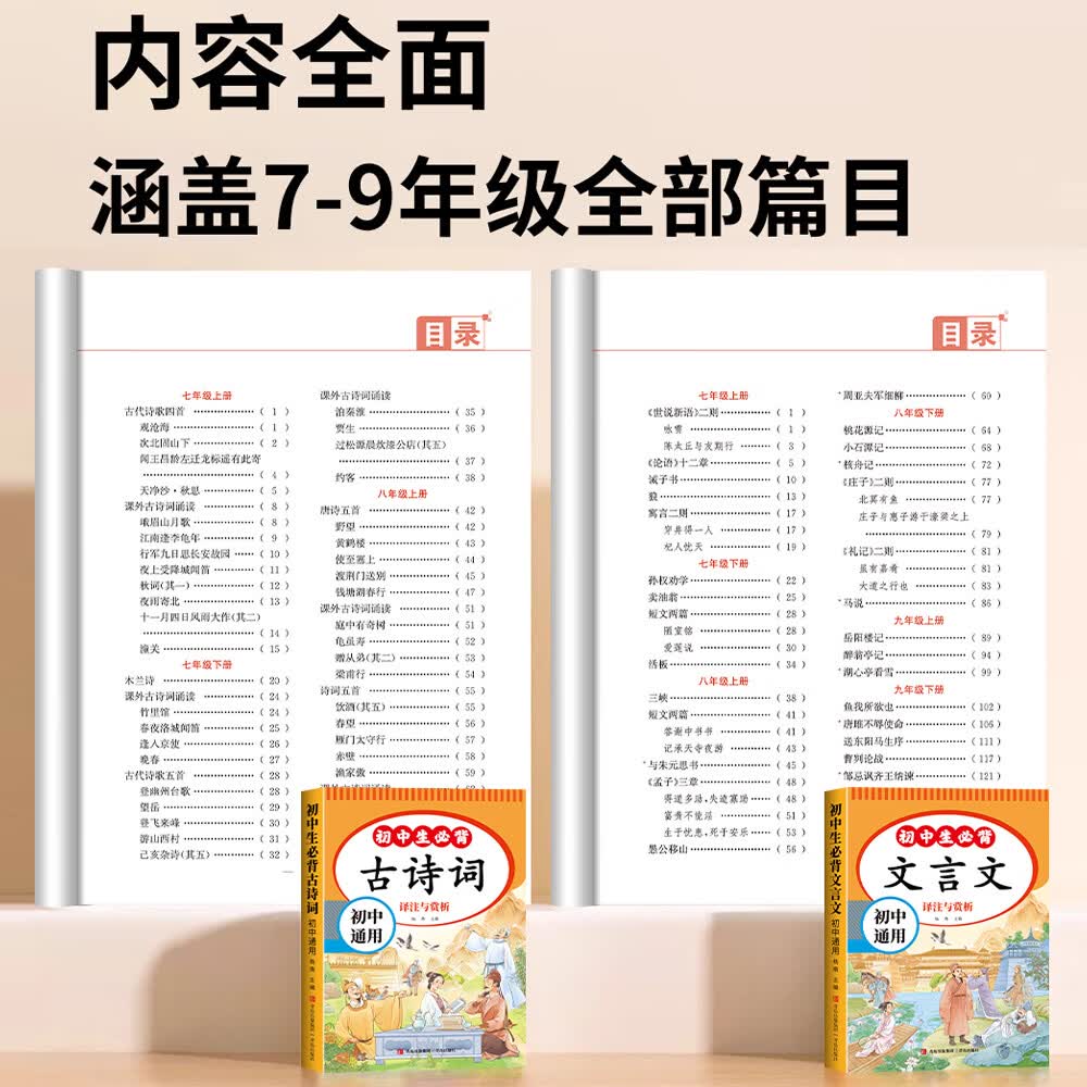 初中生必背古诗词和文言文七年级八九年级课本同步古诗文2026人教版古诗词译注与赏析古文翻译诗词鉴赏真题同步训练 【共6本】古诗文言文+名著+作文+小四门+数理化