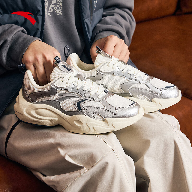 安踏行风老爹鞋男夏季网面厚底舒适轻便跑步运动鞋休闲鞋