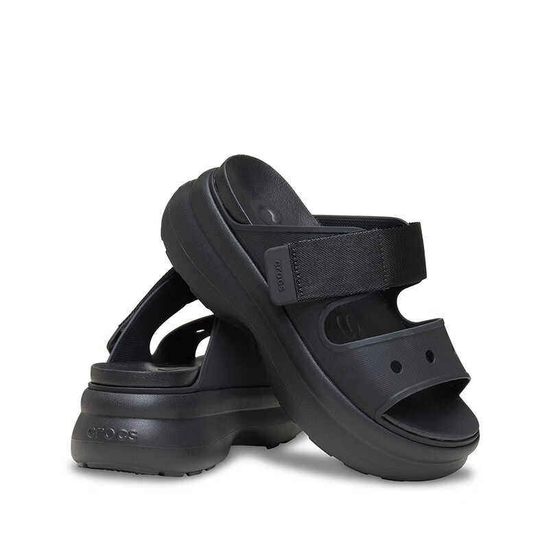 卡骆驰(CROCS)2026春季新款嗖酷双跟带凉鞋时尚休闲舒适花园鞋女鞋|212861 黑色-001(含智必星) 36 /37(230mm)