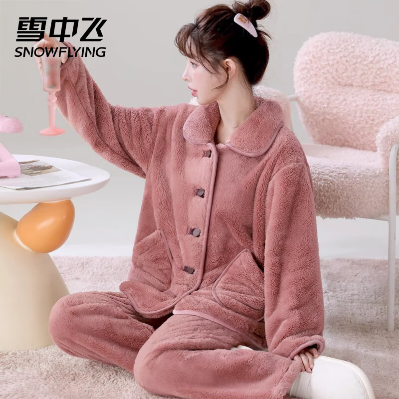 ѩ�з� ������˯��Ůʿ�Ӻ�ɺ���ޱ�ů�Ҿӷ���װ NSJLY-KS219 ��ɳɫ M 80-100�� 64Ԫ(����ȯ)