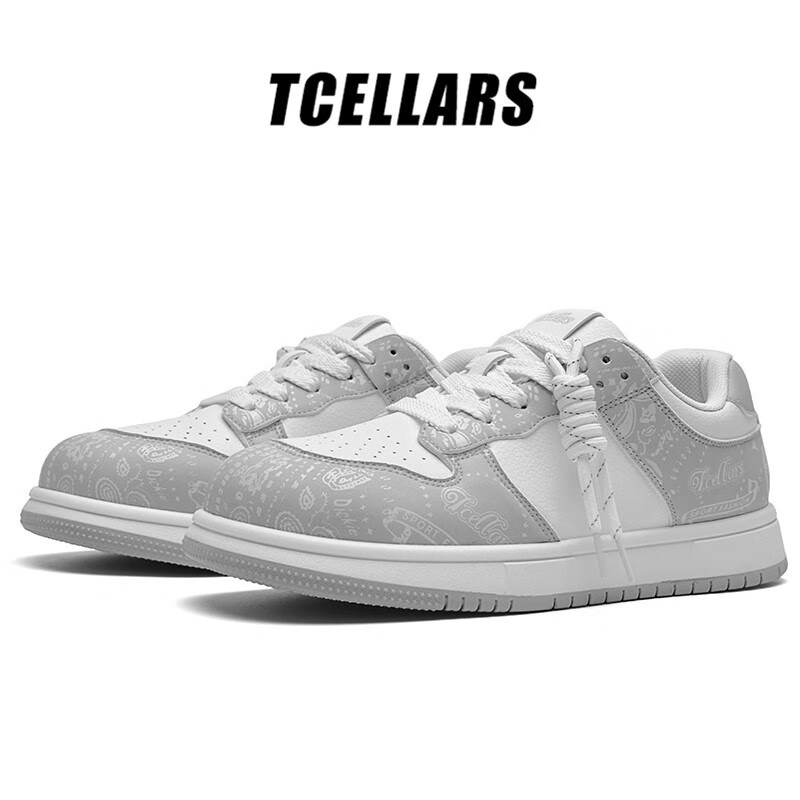 Tcellars板鞋男鞋2026春季新款潮鞋低帮舒适时尚百搭运动休闲鞋子男款 复古灰 39