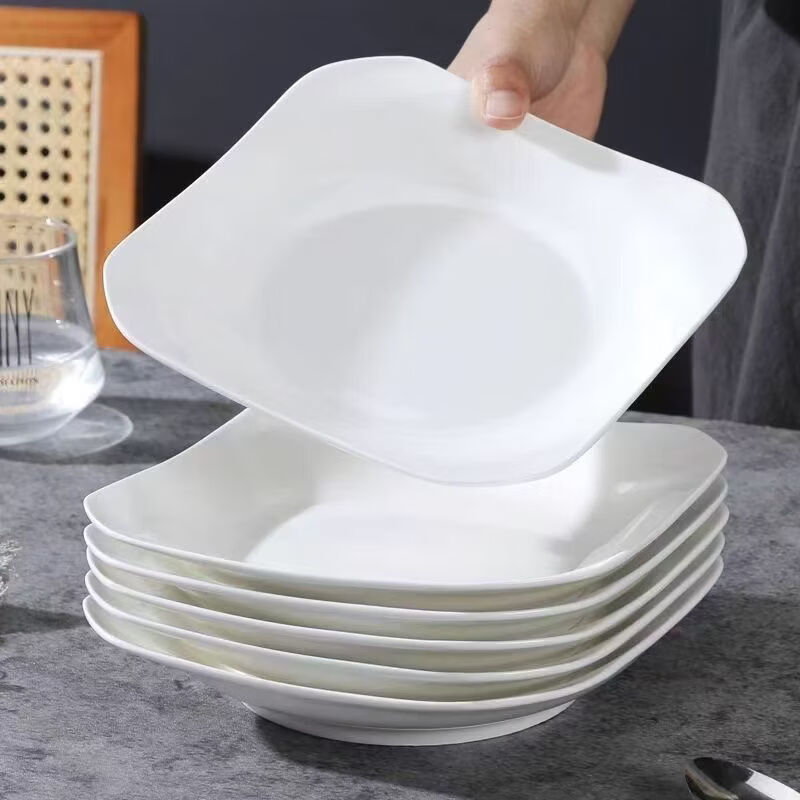 咏夏盘子家用菜盘ins深盘菜碟创意简约碟子高颜值餐具炒菜餐盘陶瓷 如意方盘-釉面光滑细嫩 9英寸如意盘1只装