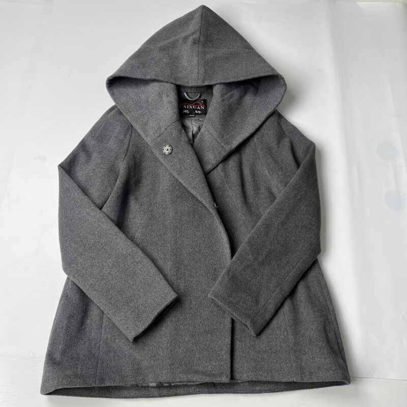撤柜羊毛呢斗篷外套休闲连帽秋冬时尚御姐风百搭灰色经典 深灰色 XL