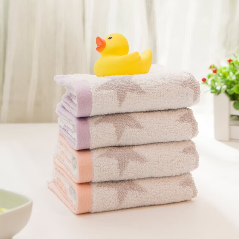 洁丽雅(grace)(Grace)(grace)4条装A类儿童毛巾纯棉卡通吸水毛巾洗脸面巾中 【水果系列 黄蓝红紫】装 4条