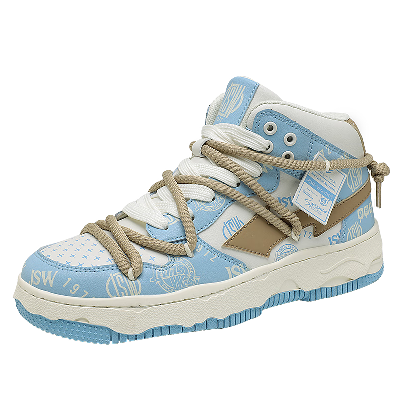 真维斯（Jeanswest）【五折清仓】板鞋情侣款交叉绑带设计感潮流休闲鞋 白蓝    44   