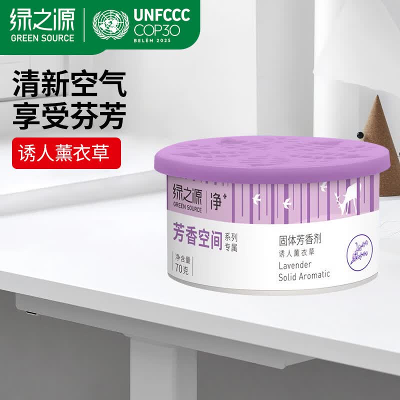 绿之源固体芳香剂车载香薰空气清新剂鞋柜除味香氛盒卧室厕所客厅去异味 薰衣草味1盒