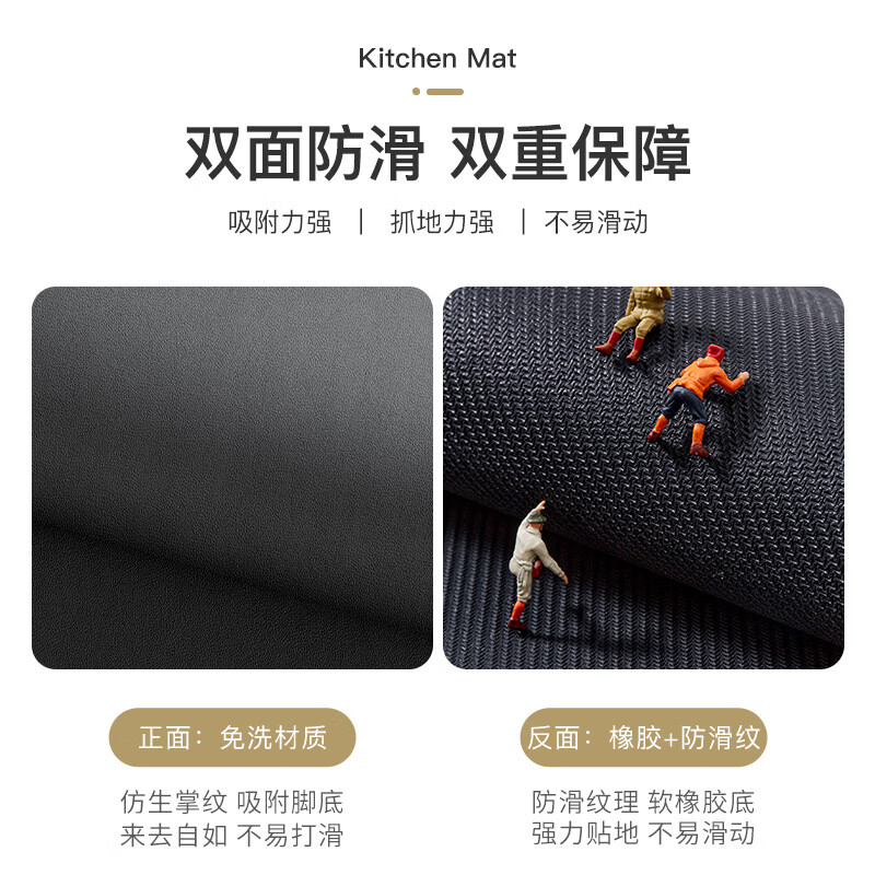 语森忆家用厨房垃圾桶地垫简约吸水垫耐脏防滑免洗易打理脚垫速干地毯 免洗-极简深灰 40cm*50cm