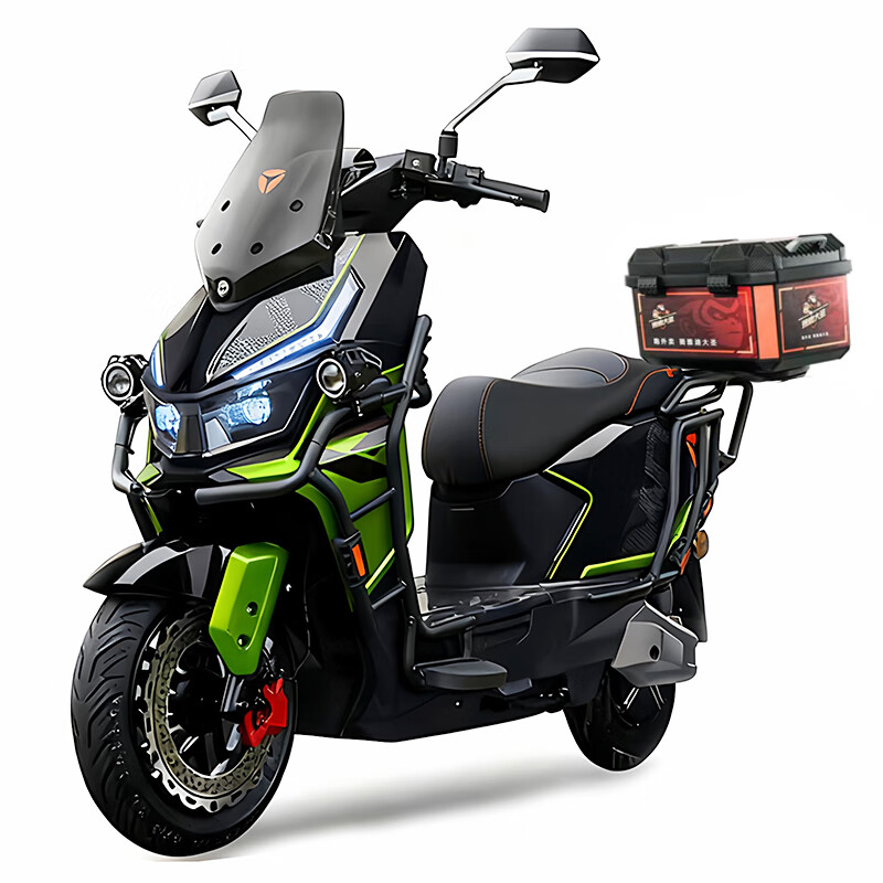 雅迪电动摩托车赛博猛禽同款钛酷锐影Ultr长续航72V强动力大功率外卖车长续航高速电摩 绿色/(裸车不含电池.充电器)3000W电机
