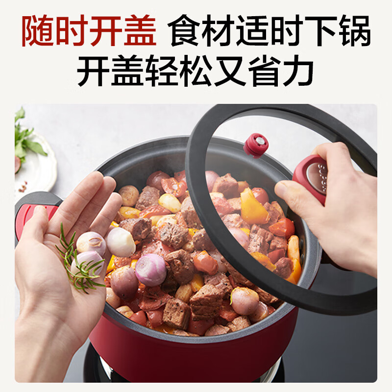 苏泊尔（SUPOR）抗菌微压汤锅不粘焖煮锅微压锅煮粥炖菜锅大汤锅燃气灶电磁炉通用 直径 3-5人适用 可随时开盖 24cm
