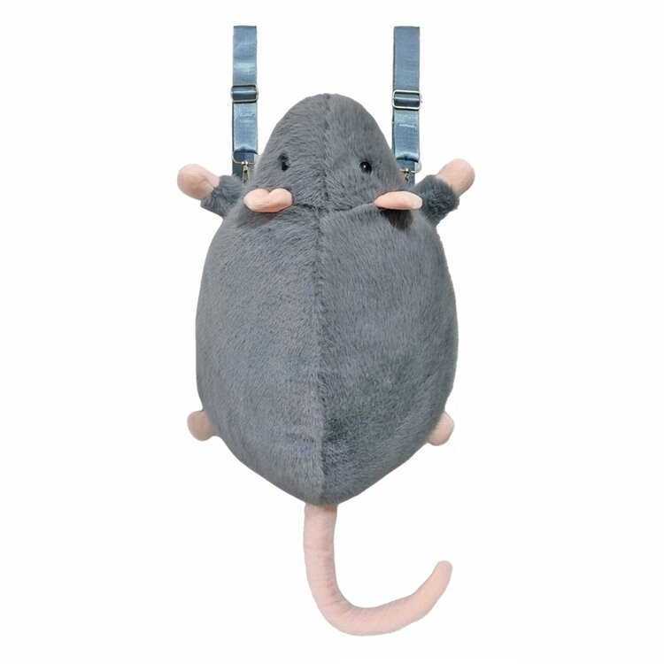 CLBD花枝鼠双肩包女小背包高颜值ins韩版可爱秋冬毛绒学生大容量书包 灰色 大号