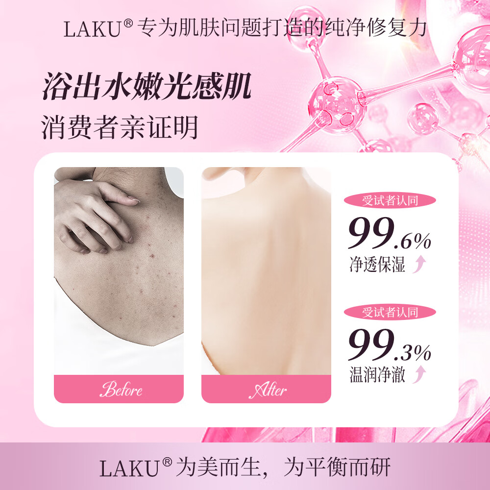 LAKU乐晳珂沐浴露氨基酸云柔净澈保湿嫩滑留香男女士家庭装沐浴乳 【净澈专研】净澈保湿沐浴露500g