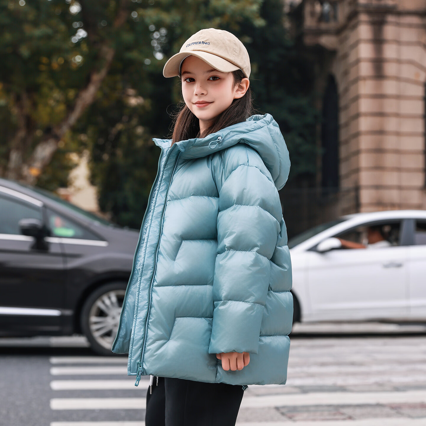 ABC KAIA正品白鹅绒儿童羽绒服男童女童加厚中大童2025新款连帽保暖外套潮 蓝色(女童) 160 建议90-105斤