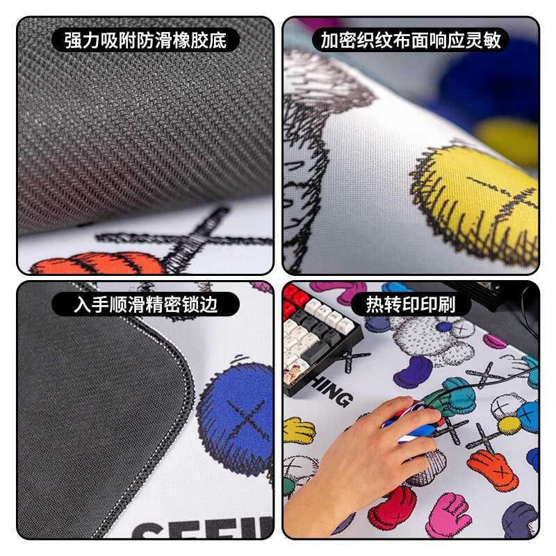 ROG游戏电竞鼠标垫加厚锁边电脑桌垫办公学习垫防滑键盘垫三角洲跑刀 BL-013 600*300*2mm