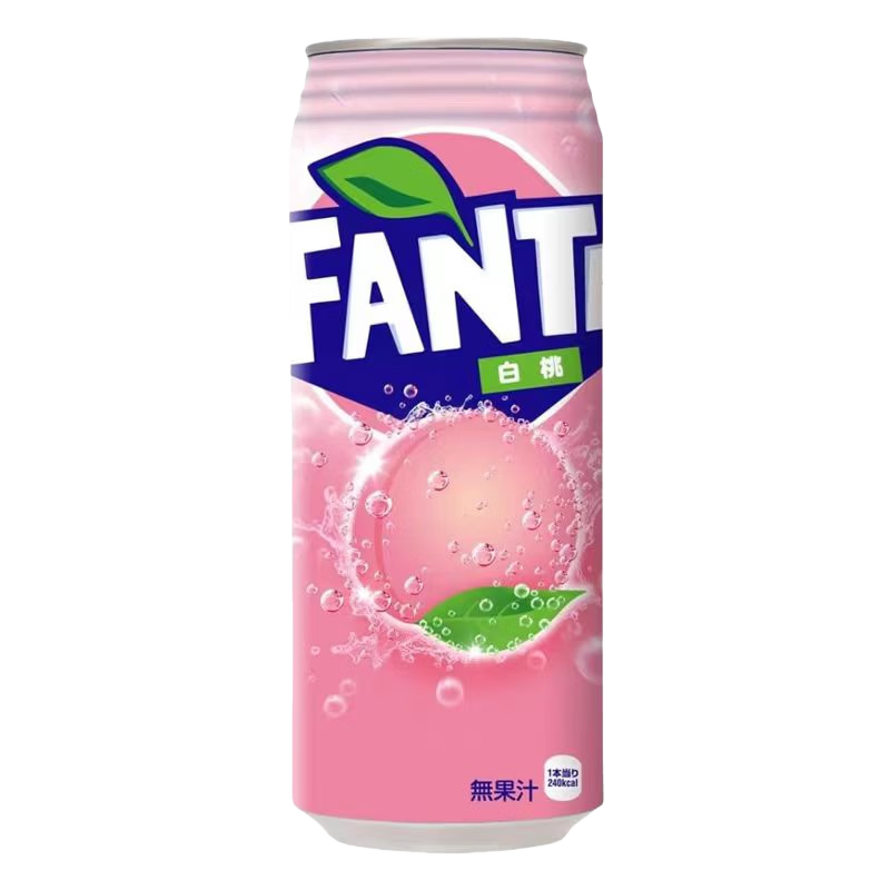 可口可乐（Coca-Cola）日本原装进口芬达白桃味铝罐装饮品碳酸饮料果味汽水500ml*12罐