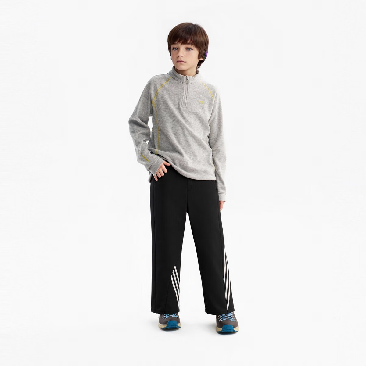 马骑顿MQD童装男童加绒运动裤2025冬季新款儿童加厚保暖束脚休闲裤长裤 黑色 140