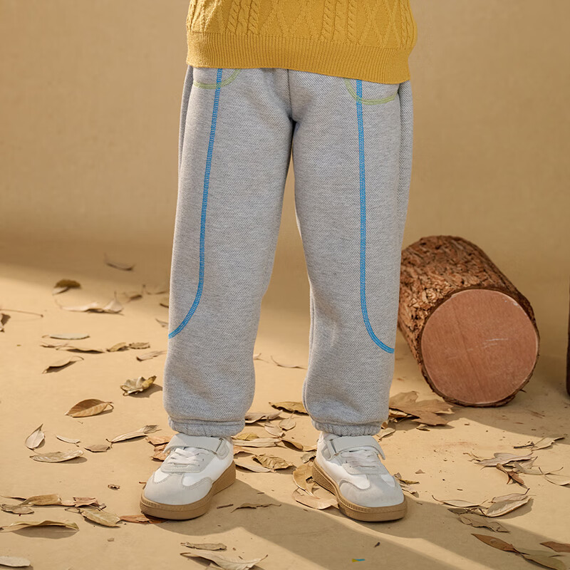 棉花堂(cottontown)【厚加绒】棉花堂儿童裤子加厚秋冬男童长裤女童运动加绒宝宝裤子 紫色 140 140/60