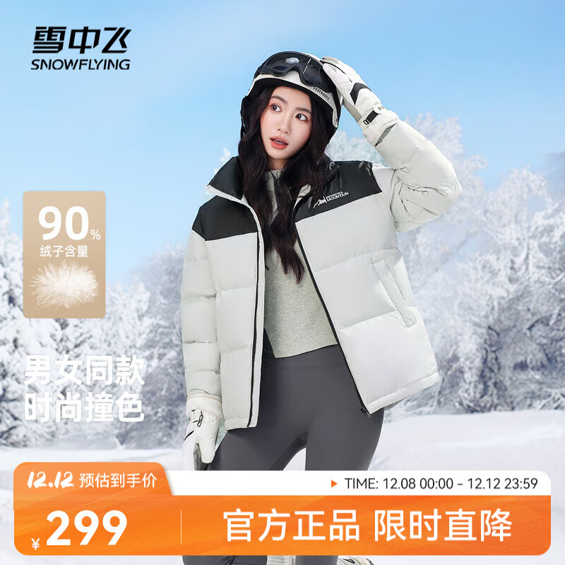 雪中飞新款百搭时尚休闲斜插式口袋男女同款短款立领羽绒服 浅灰色|8139 L 175/92A