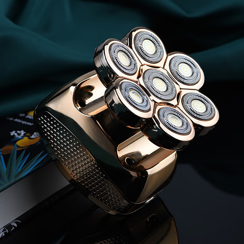 约克 (YUEKE)剃光头神器多刀头自刮胡须刀多功能剃须刀男士电动刮胡刀送男友送老公情人节礼物礼品 七刀头单机+收纳包